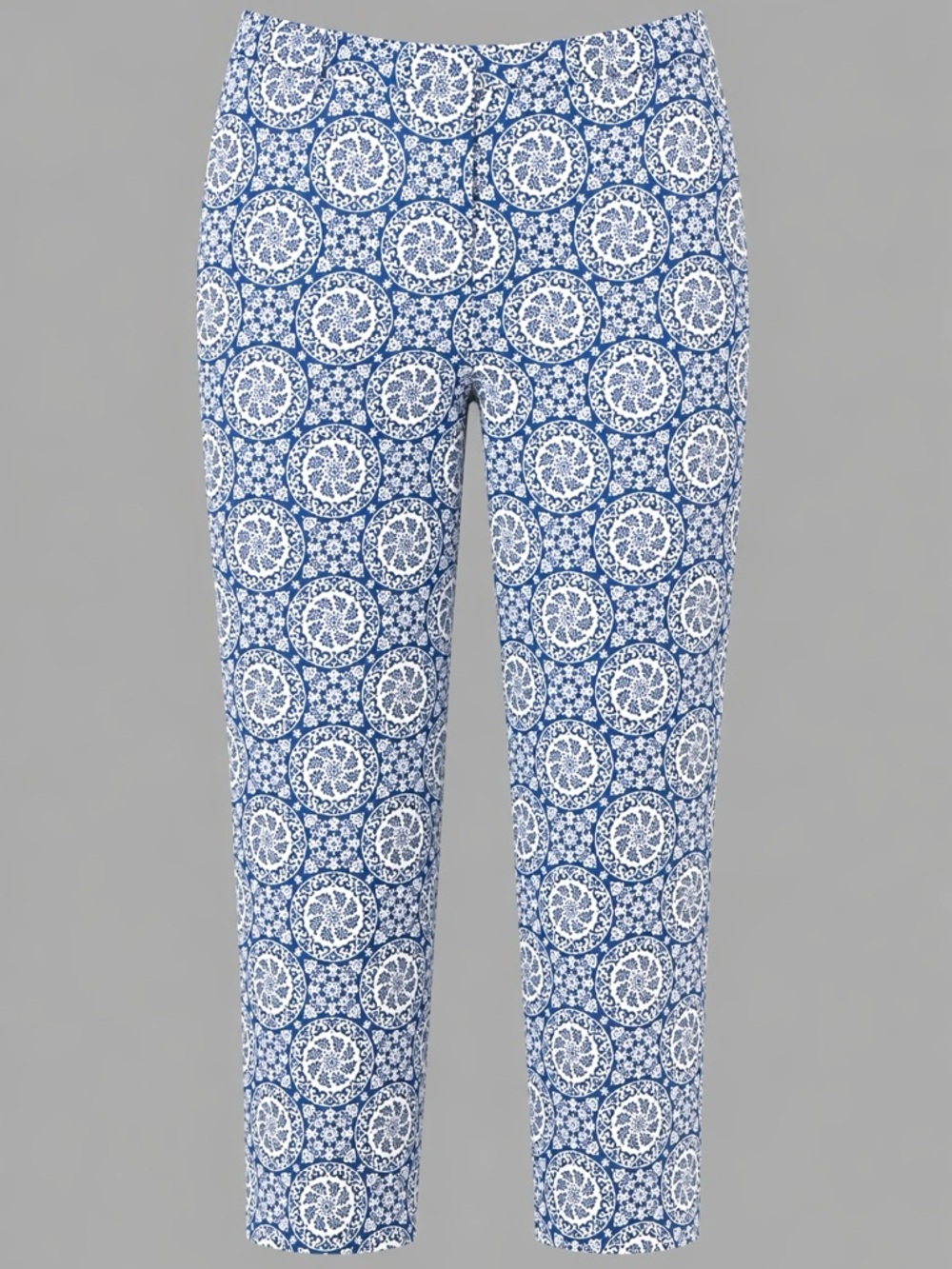 Talbots Blue & White Medallion Print Cropped Pants Size 6 Classic Stretch